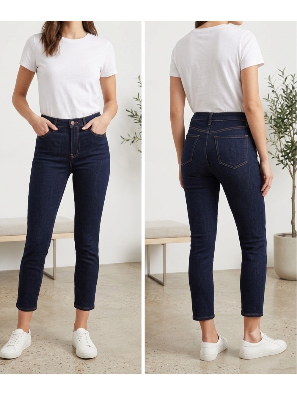 J. Crew Dark Indigo High-Rise Cropped Jeans